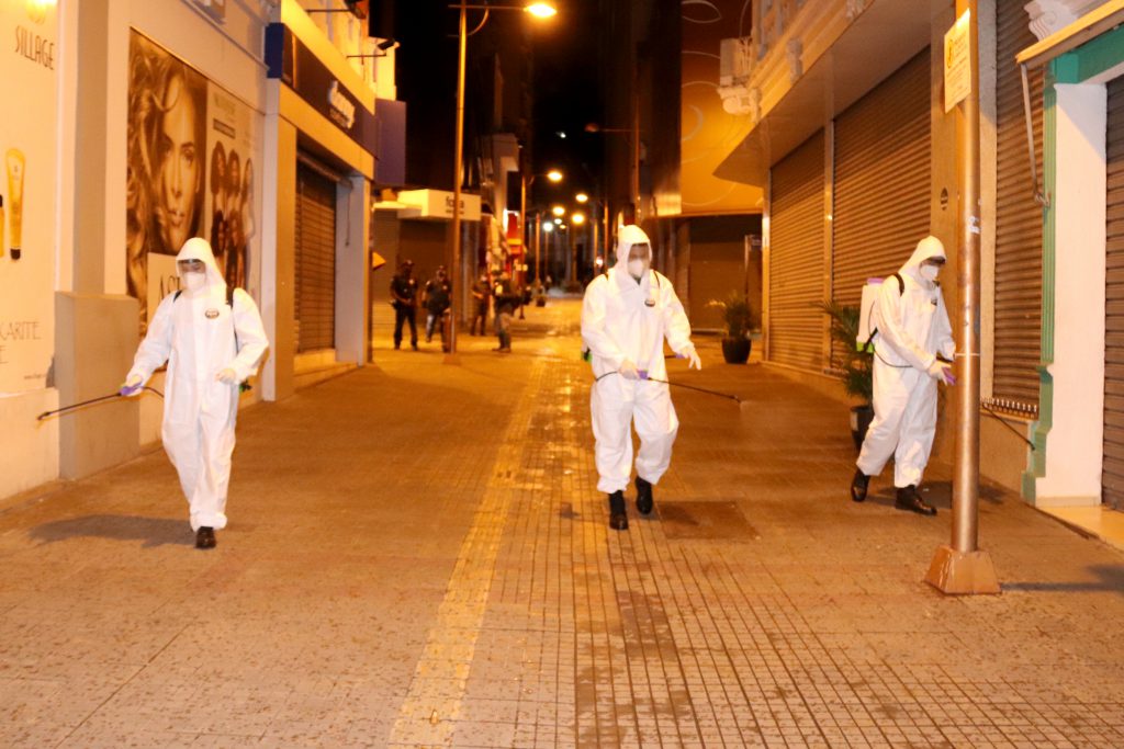 Desinfecção de vias no Centro